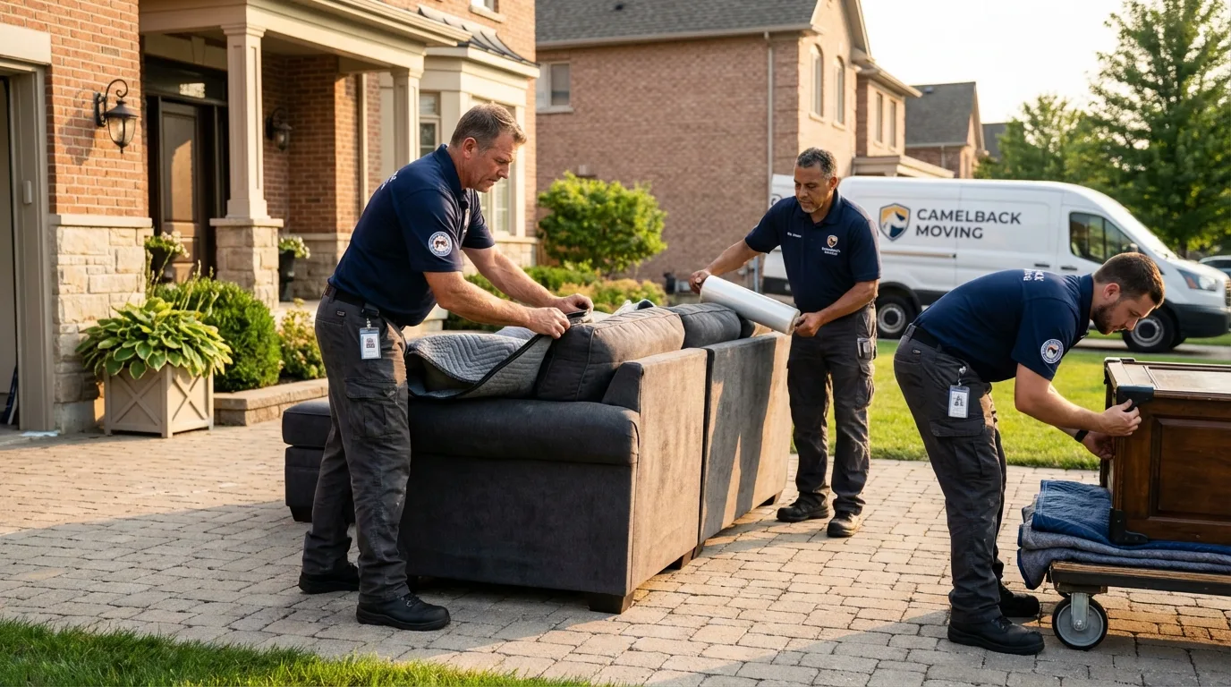 Large estate moving crew wrapping furniture in Woodbine, NJ